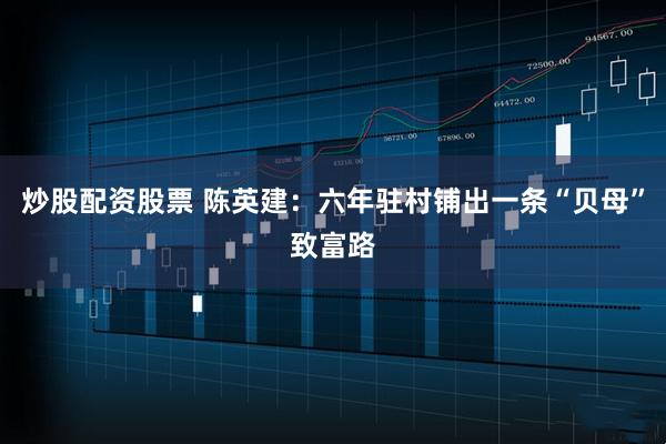 炒股配资股票 陈英建：六年驻村铺出一条“贝母”致富路